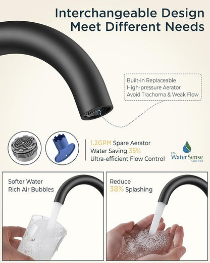FORIOUS 4 Inch Centerset Bathroom Sink Faucet Black and Brushed Nickel - Image 3