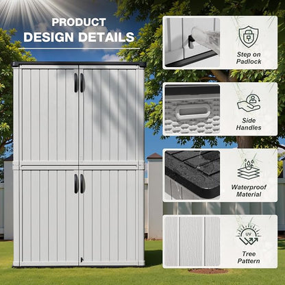 Greesum Outdoor Storage Cabinet Without Shelves, 45 cu.ft Outdoor Waterproof - Image 6