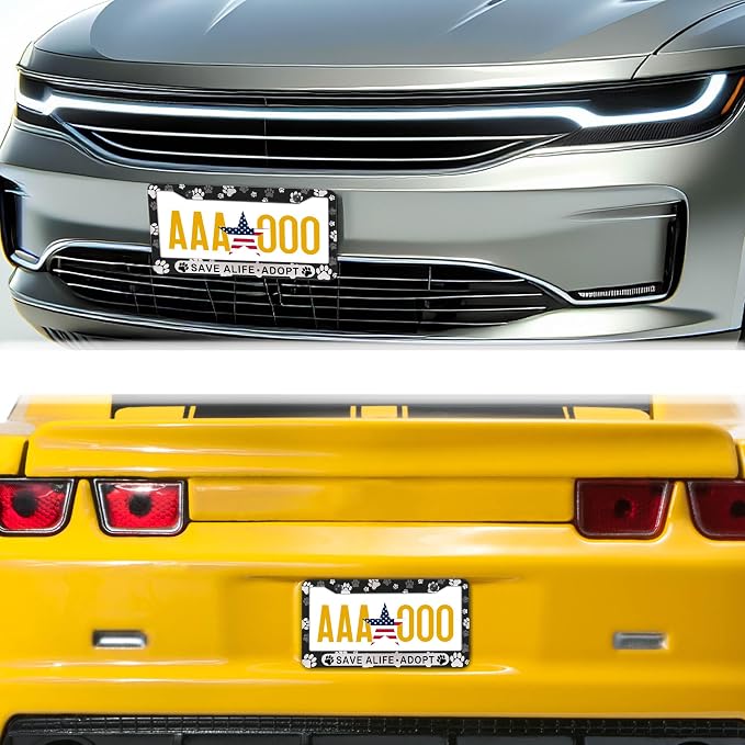 License Plate Holder Black and White License Plate Frames Save a Life Adopt - Image 8