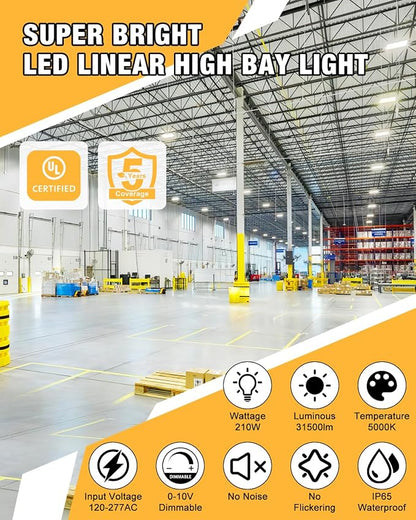 LED Linear High Bay Light, 210W LED High Bay Shop Lights Fixture, Compatible - Image 2