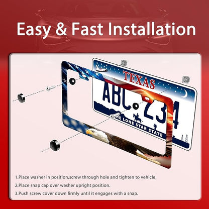 American Flag Eagle License Plate Frame Patriotic Flag License Plate Holder - Image 3