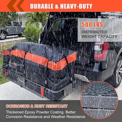 MeeFar Folding Hitch Mount Cargo Carrier Basket 60" X 20" X 6"+Waterproof Cargo - Image 6