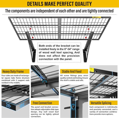 2x3ft Adjustable Rail Wall Garage Storage Shelf, - Image 6