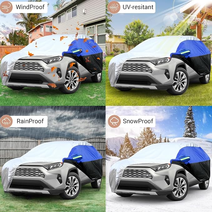 Car Cover for SUV Waterproof All Weather Snowproof UV Windproof Outdoor Full - Image 4