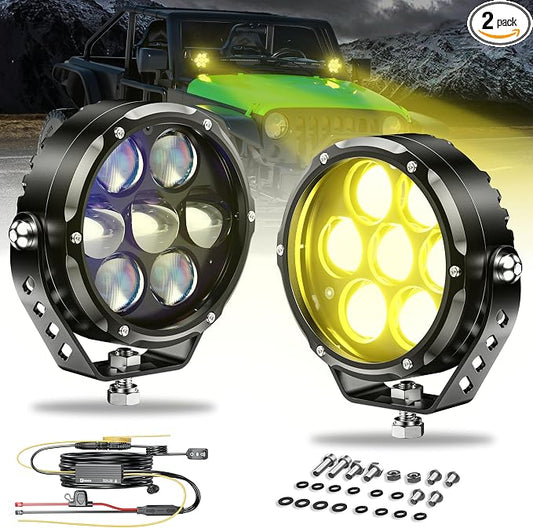 Kewig 4 Inch 96W Amber White LED Light Pods, 6 Modes Dual Color Fog Light Pods by KEWIG