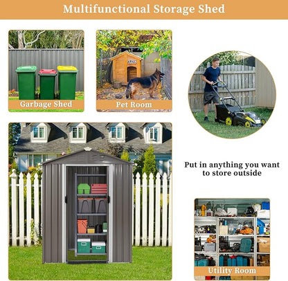 Vongrasig 5 x 3 x 6 FT Outdoor Storage Shed, Metal Tool Shed Clearance Garden - Image 7