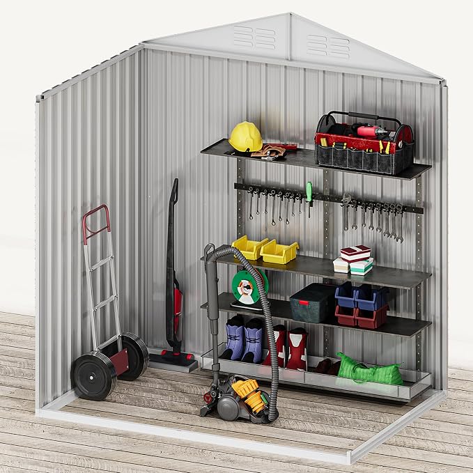 DWVO 6x4ft Storage Shed for Outdoors, Metal Sturdy Weatherproof Tool Locker - Image 7