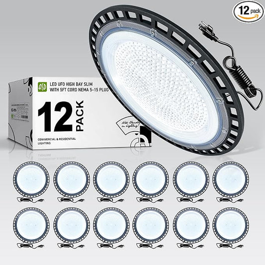 ASD LED High Bay UFO Light Fixture, Commercial Shop Lighting | Plug & Play Cable by ASDLightingCorporation