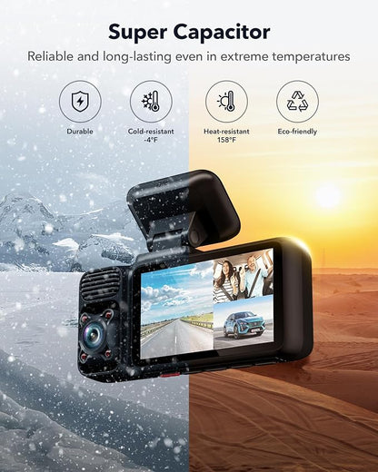REDTIGER F17 4K 3 Channel Dash Cam, 5GHz WiFi Built-in GPS - Image 7