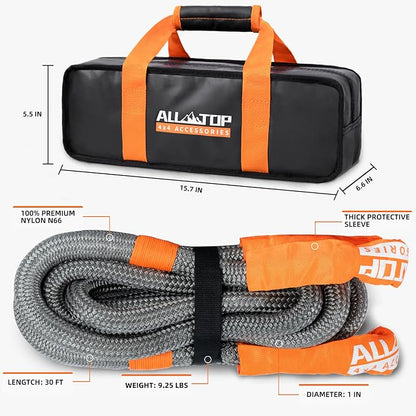 ALL-TOP Kinetic Recovery Rope, 1in x 30ft, Heavy Duty 30+% Elasticity, 16000Lbs - Image 6