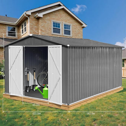 10 x 12 FT Outdoor Storage Shed, Metal Garden Tool Shed - Image 7