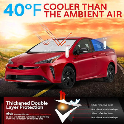 KAYZT Windshield Sun Shade for 2023-2025 Toyota Prius Foldable Sunshade Front - Image 2