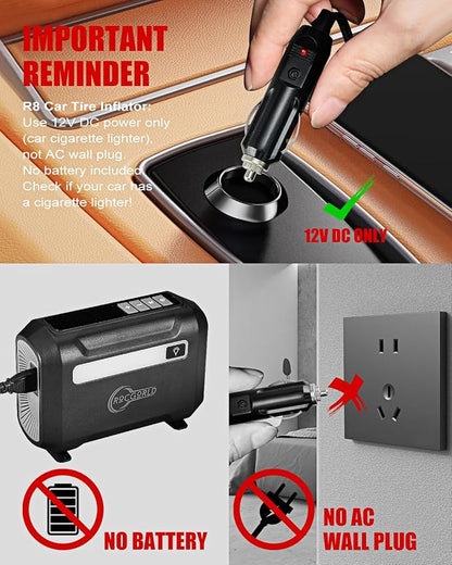 R8 Tire Inflator Portable Air Compressor, DC 12V Air Compressor Portable - Image 7