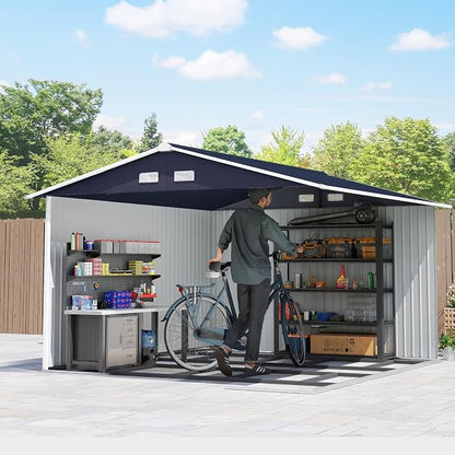 Outsunny 11' x 9' Outdoor Storage Shed, Garden Tool Metal Shed - Image 9