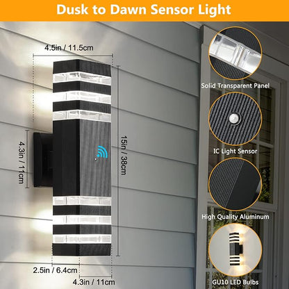 tewei 6 Pack Outdoor Wall Lights Dusk to Dawn Exterior Light Fixture, 3-Layer - Image 7