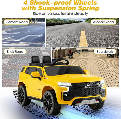 HONEY JOY Ride On Truck, 12V Licensed Chevrolet Tahoe, Chevy Electric Vehicle - Image 3