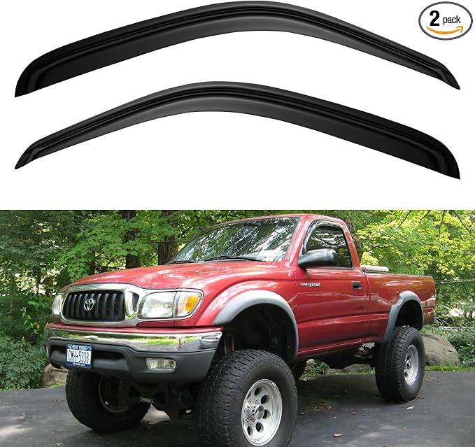 Window Visors Rain Guards for 1995-2004 Toyota Tacoma Regular Cab, Out-Channel by YQAUTEC