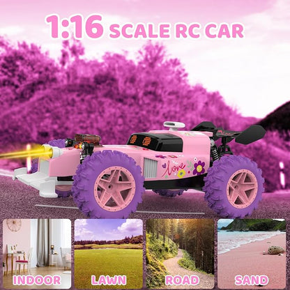 Pink Remote Control Car for Girls, RC Race Car Girl Toy - Image 6