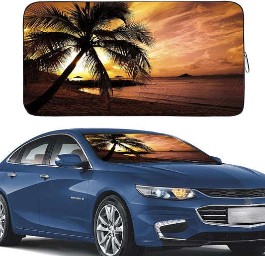 Gven Windshield Sun Shade, Vehicle Car Sun Shade Windshield Funny Yellow Beach by Gven