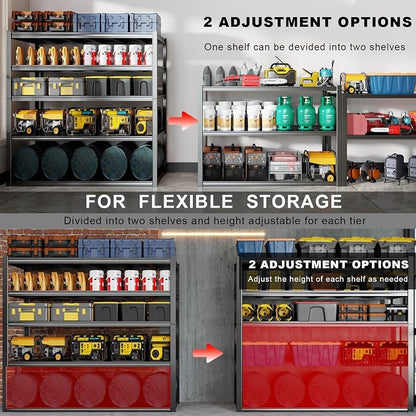 65" W Heavy Duty Garage Shelving, 5 Tier Metal Shelving Unit, Commercial - Image 4