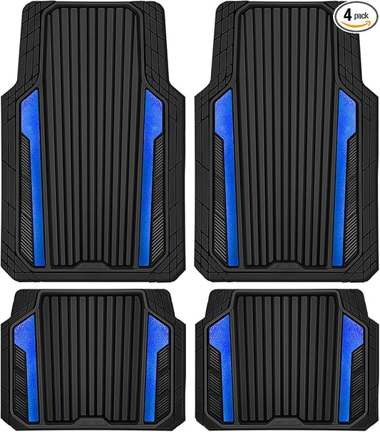 CAR PASS Heavy Duty Rubber Car Mats Metallic, Aluminum Film All Weather Floor by CARPASS