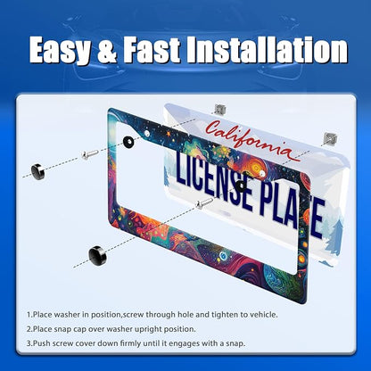 Abstract Galaxy License Plate Frame Starry Sky License Plate Stainless Steel - Image 3