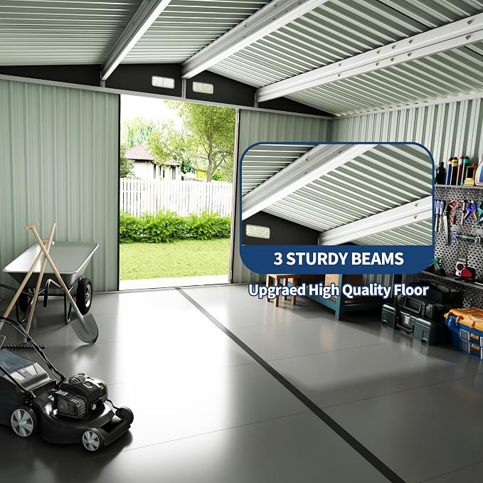 8x12x6.4 FT Outdoor Storage Sheds, Metal Garden Tool Shed - Image 7