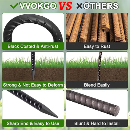 VVOKGO Rebar Stakes 16 Inches J Hook Heavy Duty Chain Link Fence Stakes - Image 3