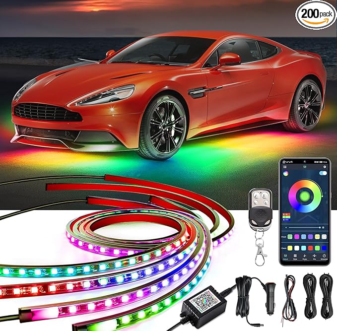 Underglow Car Lights, 252 LEDs RGBIC 4 pcs Dream Color Dancing Chasing Strip by Yielinth