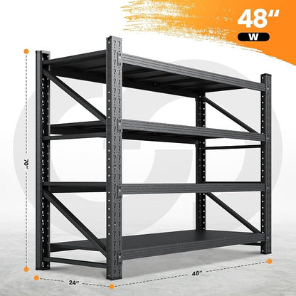 3000LBS Metal Storage Shelves, 48” W Heavy Duty Garage Shelving Units, 4 Tier - Image 2