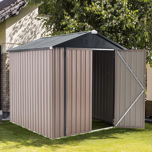 AECOJOY 6' x 6' Outdoor Storage Shed, Metal Shed by AECOJOY