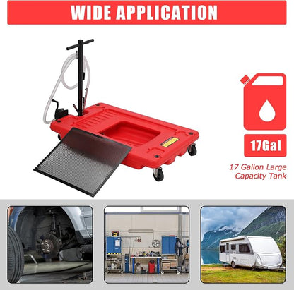 ‌17 Gal Low Profile Oil Drain Pan, Heavy Duty Mobile Oil Changing Pan - Image 6