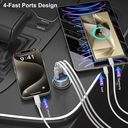 USB C Car Charger 5 Pack, 65W Dual 12V USB C & USB A Car Charger - Image 5