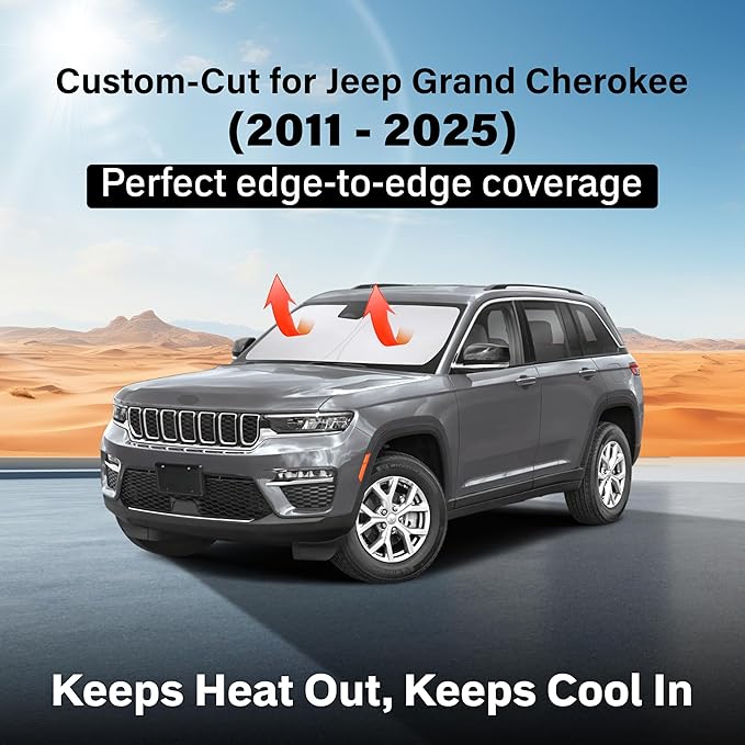 Econour Windshield Sun Shade for 2011-2025 Jeep Grand Cherokee/Grand Cherokee L - Image 2