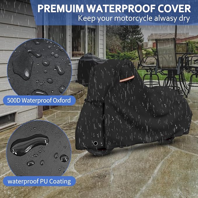 STARTWO Motorcycle Covers Waterproof Outdoor Storage Heavy Duty All Season - Image 5
