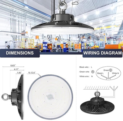 150W UFO-LED-High-Bay-Light, UL & DLC Listed 5000K Daylight 21000LM, 0-10V - Image 8