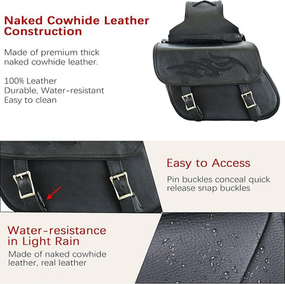 Dream Apparel Naked Cowhide Leather Motorcycle Saddle Bags Throw Over Saddlebags - Image 3