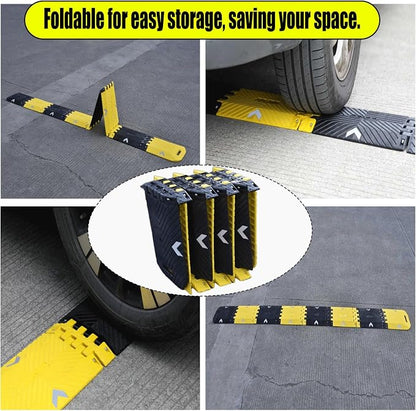 Portable Vehicle Traffic Speed Bump 118"×10"×1"Yellow-Black Reflective Non-Slip - Image 4