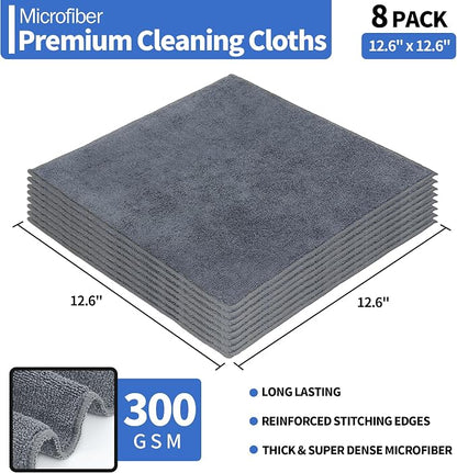 HOMERHYME Microfiber Cleaning Cloths, 8 Pack Cleaning Rags, Lint-Free 300GSM - Image 2