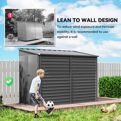 Outsunny 4.6' x 9' Steel Outdoor Storage Shed, Lean to Shed, Metal Tool House - Image 5