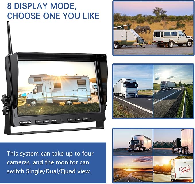 10'' 1080P Wireless Backup Camera System, 10 Inch DVR Dual/Quad Monitor - Image 8