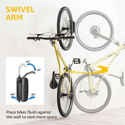 monTEK Swivel Bike Wall Mount – Garage Bike Hanger & Space-Saving Vertical Bike - Image 2