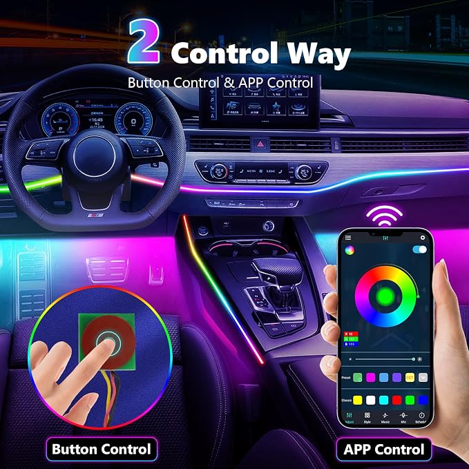 Dreamcolor Acrylic Interior Car Lights, AMKI Car LED Strip Light - Image 6