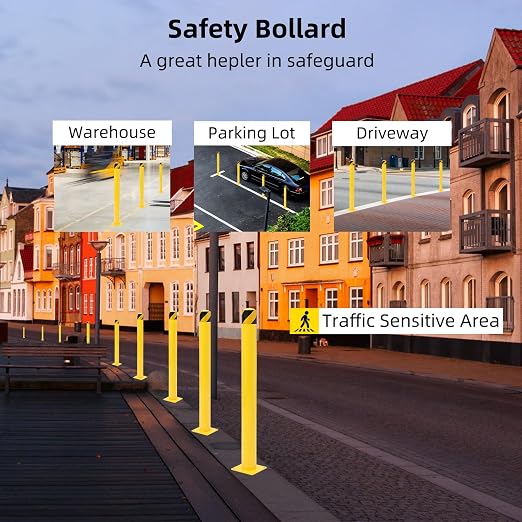 Safety Bollard 4 Packs, 48 Inch Height Steel Bollard Post - Image 4