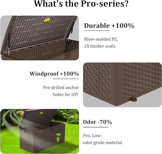 110 Pro Gallon Resin Deck Box, Waterproof Outdoor Storage Bin - Image 9