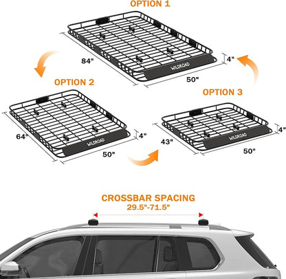 Wildroad Roof Rack Cargo Basket, Upgraded 4” Fence Wide Car Roof Basket - Image 8