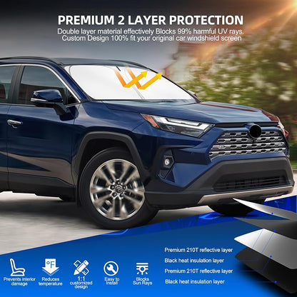 Windshield Sun Shade for Toyo-ta RAV4 2019-2025 Foldable Sunshade Custom Fit - Image 3