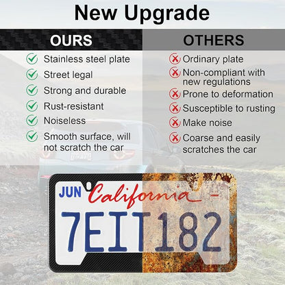 LivTee Carbon Fiber License Plate Frames, 2 Holes Stainless Steel License Plate - Image 6