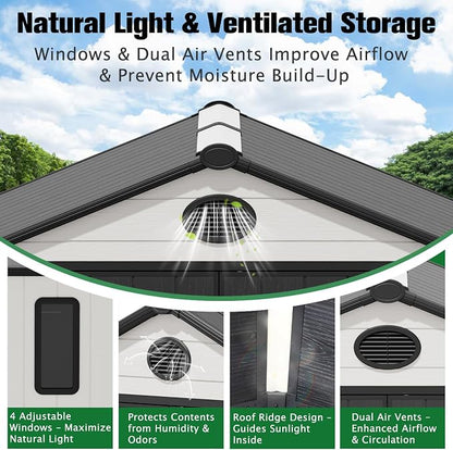 EAGLE PEAK 8x6 Resin Outdoor Storage Shed, Weatherproof Garden Shed - Image 2