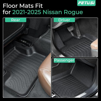 Floor Mats Fit for 2021-2024 2025 Nissan Rogue, Custom Fit TPE All Weather - Image 2